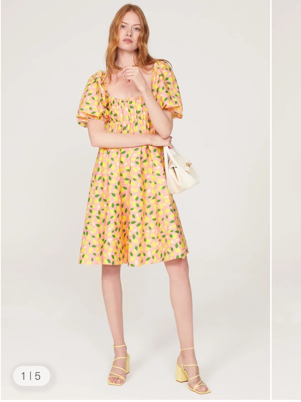 kate spade Lemon Toss 🍋 Baby Doll Puff-Sleeve Midi Dress